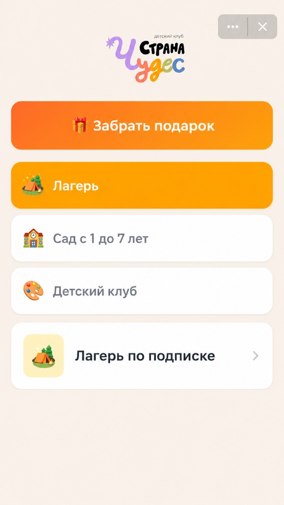 Мини-приложение детского центра «Страна Чудес»